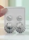 Gümüş Renk Deniz Kabuğu Figürlü Küpe Set