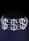 Gümüş Renk Dolar Figürlü Choker Kolye