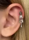 Gümüş Renk Düş Kapanı Figürlü Cerrahi Çelik Tragus/Kıkırdak Küpe/Piercing