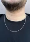 Gümüş Renk Erkek Zincir Çelik Kolye (55cm)