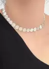 Gümüş Renk Ezme Pul Kolye