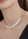 Gümüş Renk Ezme Pul Kolye