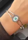 Gümüş Renk Göz Figürlü Çelik Kelepçe Bileklik