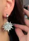 Gümüş Renk Göz Figürlü Çelik Küpe (Çift)