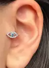 Gümüş Renk Göz Figürlü Çelik Tragus/Kıkırdak Küpe/Piercing (Tek)