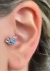 Gümüş Renk Göz Figürlü Çelik Tragus/Kıkırdak Küpe/Piercing (Tek)