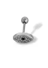 Gümüş Renk Göz Figürlü Taş Detaylı Çelik Tragus/Kıkırdak Küpe/Piercing (Tek)