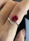 Gümüş Renk Gül Figürlü Ayarlanabilir Yüzük