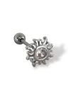 Gümüş Renk Güneş Figürlü Çelik Tragus/Kıkırdak Küpe/Piercing (Tek)