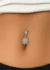 Gümüş Renk Güneş Figürlü Cerrahi Çelik Göbek Piercing