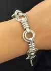 Gümüş Renk Halka Detaylı Çelik Bileklik
