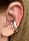 Gümüş Renk Halka Detaylı Ear Cuff Küpe (Tek)