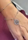 Gümüş Renk Hayat Ağacı Figürlü Renk Taş Detaylı Çelik Şahmeran