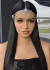 Gümüş Renk Hologram Taş Detaylı Alınlık/Kına Aksesuarı