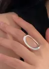 Gümüş Renk İçi Boş Oval Ayarlanabilir Çelik Yüzük