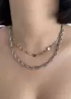 Gümüş Renk İkili Kolye