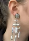 Gümüş Renk İnci Detaylı Abiye Küpe (Çift)
