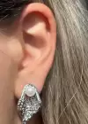 Gümüş Renk İnci Detaylı Çelik Küpe (Çift)