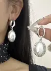 Gümüş Renk İnci Detaylı Küpe (Çift)