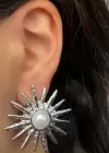 Gümüş Renk İnci Detaylı Küpe (Çift)