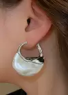Gümüş Renk İnci Detaylı Küpe (Çift)