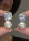 Gümüş Renk İnci Detaylı Küpe (Çift)