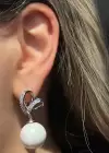 Gümüş Renk İnci Ve Taş Detaylı Çelik Xuping Küpe (Çift)