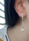 Gümüş Renk İnci Ve Taş Detaylı Çelik Xuping Küpe (Çift)