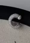 Gümüş Renk İnci Ve Taş Detaylı Ear Cuff (Tek)
