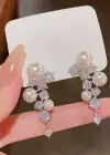 Gümüş Renk İnci Ve Taş Detaylı Küpe (Çift)