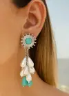 Gümüş Renk İnci Ve Taş Detaylı Sallantılı Küpe (Çift)