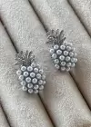 Gümüş Renk İncili Ananas Figürlü Küpe (Çift)