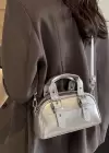 Gümüş Renk Kadın Deri Çanta