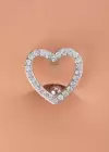 Gümüş Renk Kalp Detaylı Taşlı Çelik Göbek Piercing