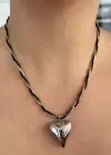 Gümüş Renk Kalp Figürlü Çelik Kolye
