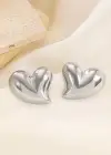 Gümüş Renk Kalp Figürlü Çelik Küpe (Çift)
