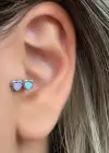 Gümüş Renk Kalp Figürlü Çelik Tragus/Kıkırdak Küpe/Piercing (Tek)