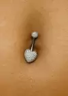 Gümüş Renk Kalp Figürlü Cerrahi Çelik Göbek Piercing