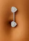 Gümüş Renk Kalp Figürlü Cerrahi Çelik Göbek Piercing