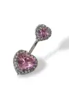 Gümüş Renk Kalp Figürlü Cerrahi Çelik Göbek Piercing