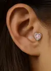 Gümüş Renk Kalp Figürlü Cerrahi Çelik Tragus/Kıkırdak Küpe/Piercing (Tek)