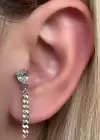 Gümüş Renk Kalp Figürlü Cerrahi Çelik Tragus/Kıkırdak Küpe/Piercing (Tek)