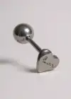Gümüş Renk Kalp Figürlü Cerrahi Çelik Tragus/Kıkırdak Küpe/Piercing (Tek)