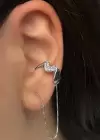 Gümüş Renk Kalp Figürlü Ear Cuff (Tek)