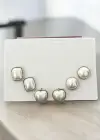 Gümüş Renk Kalp Figürlü İnci Detaylı 6lı Küpe Set