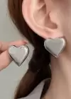 Gümüş Renk Kalp Figürlü Metal Küpe (Çift)
