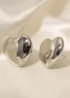 Gümüş Renk Kalp Figürlü Metal Küpe (Çift)