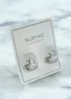 Gümüş Renk Kalp Figürlü Taş Detaylı Çelik Halka Xupıng Küpe (Çift)