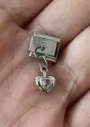Gümüş Renk Kalp Figürlü Taş Detaylı Çelik Nomination Charm (Tek)