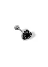 Gümüş Renk Kalp Figürlü Taş Detaylı Çelik Tragus/Kıkırdak Küpe/Piercing (Tek)